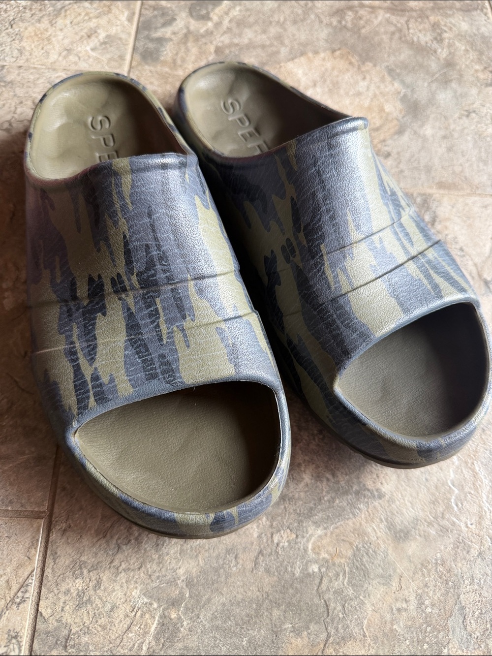 Sperry Olive & Navy Camo Slide Sandals